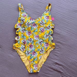 Yellow floral bathing suit